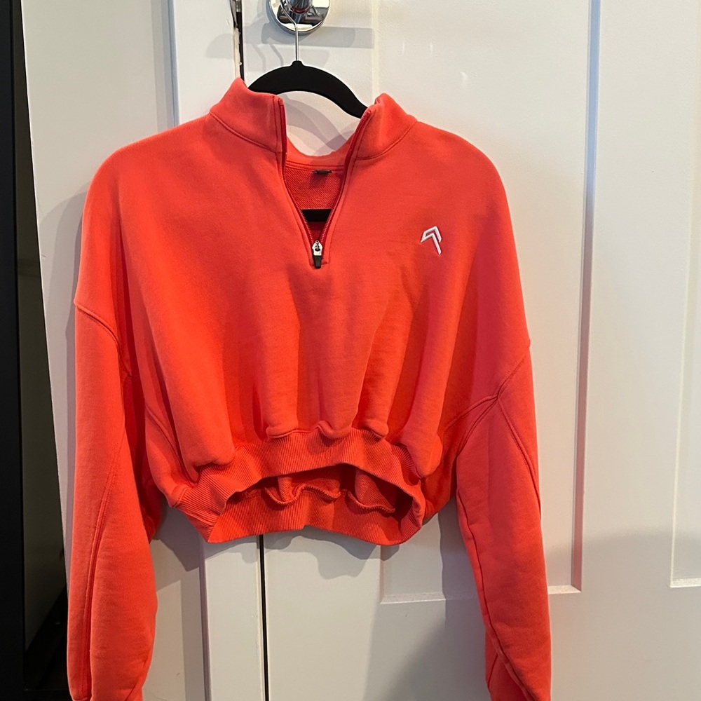 ONER Active Coral Quarter-Zip Cropped Sweatshirt